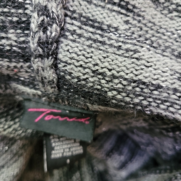 Vintage Torrid 1 gray striped hooded cardigan sweater 1X - Picture 3 of 4